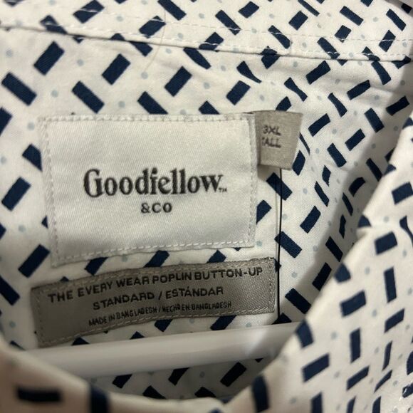 NWT Goodfellow & Co Mens Poplin Shirt Blue & white pattern size 3X Tall - Picture 4 of 10